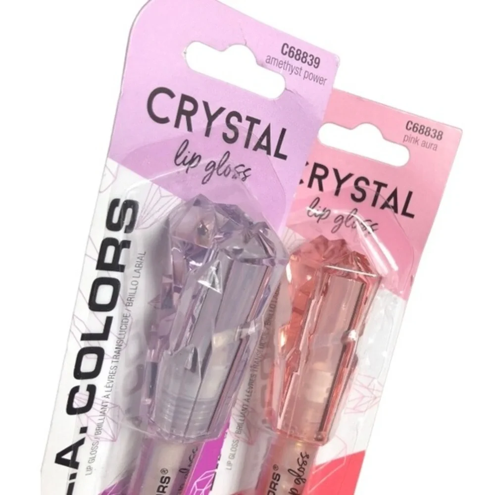 2pack crystal lipgloss in‎ amethyst power and pink aura new